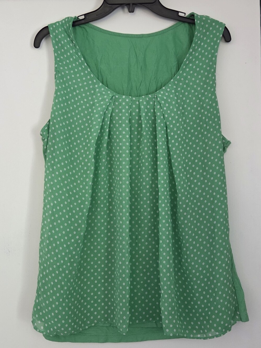 Green And White Polka Dot Sleeveless Top